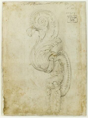 Heurtoir en feuille d'acanthe se terminant en volute et patte de lion