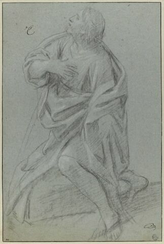 Homme agenouillé, le visage levé