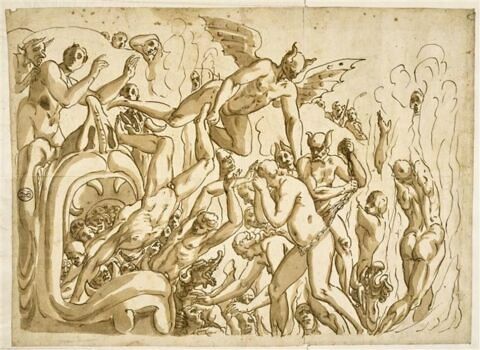 L'Enfer : Satan volant fait enchaîner un damné